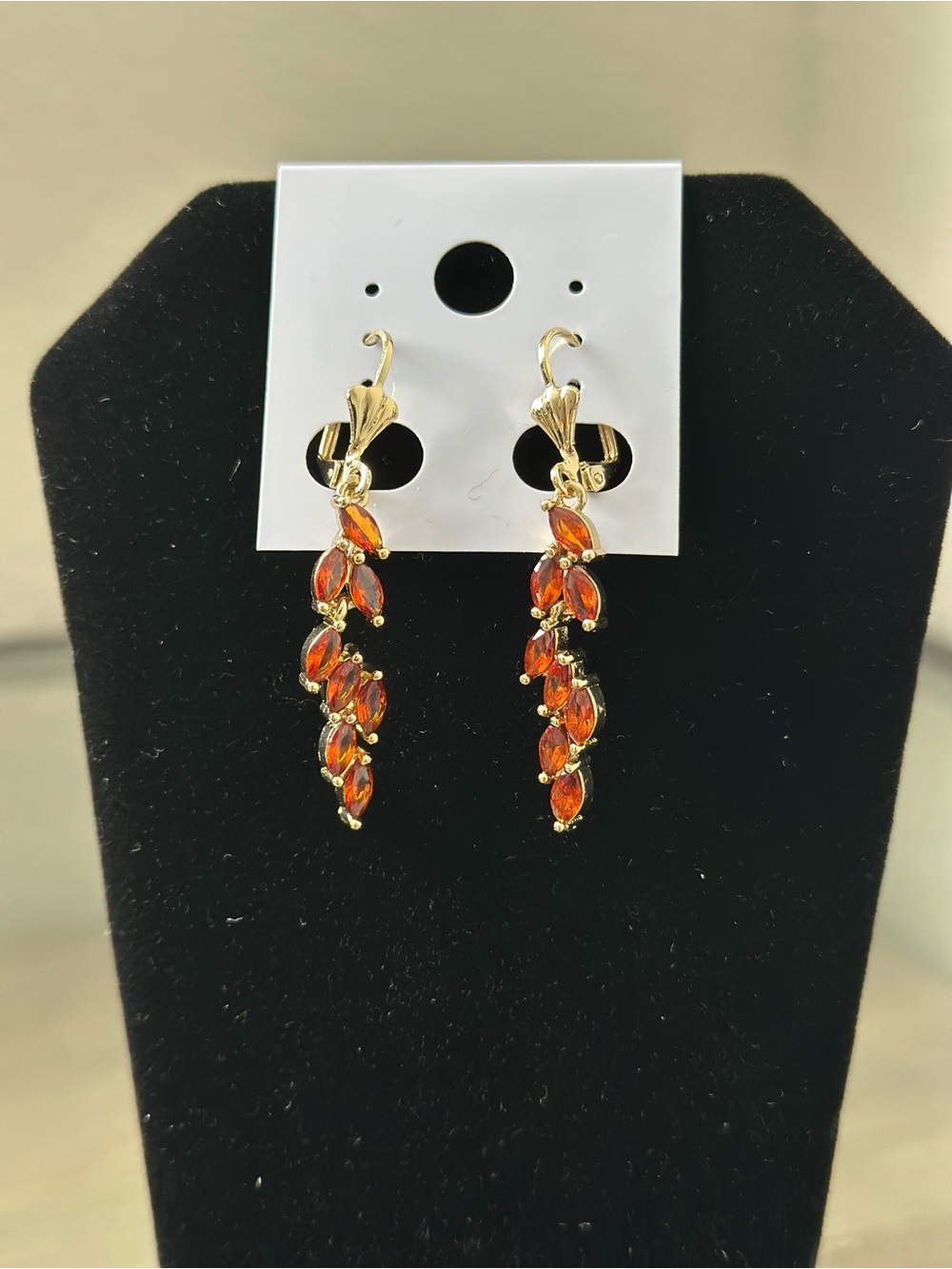Gold-Tone Orange Marquise Drop Earrings